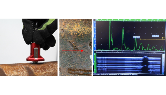 Ultrasonic, on-stream, detection and monitoring of sulfidation corrosion